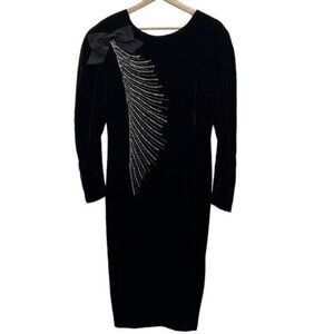 Neiman Marcus Vintage 80’s Black Velvet and Rhinestone Dress
